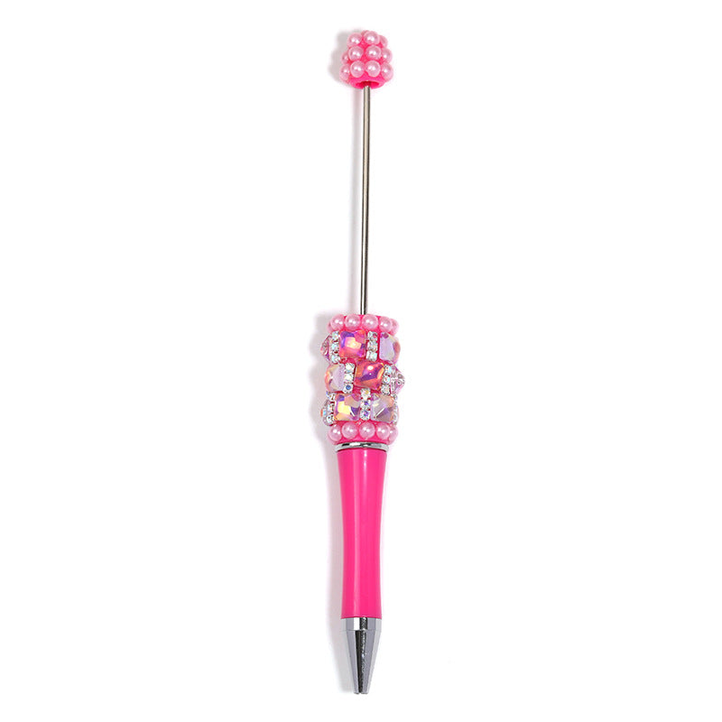 Wholesale  5pcs/pack Square diamond pearl bead pen,  multi-color plastic rotating ballpoint pen